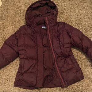 Patagonia Maroon Hooded Puffer Jacket